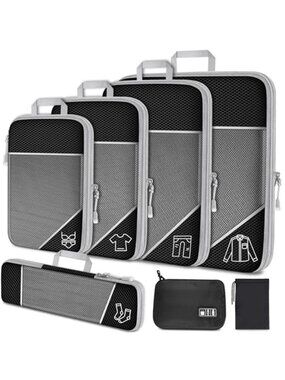 Compression Packing Cubes Travel Organizer Set Luggage Bags 7 Piece Space Saver